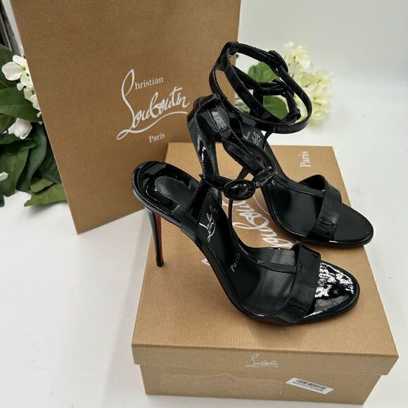SOLD!!!! Women’s Christian Louboutin Mara patent dual buckle sandals size 36.5 - Picture 10 of 12